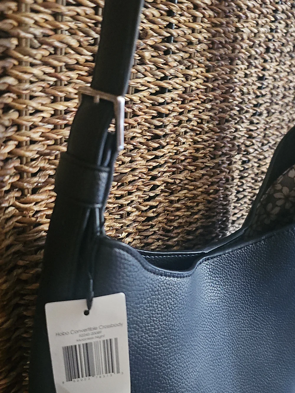 New Vera Bradley Black pebbled faux leather HOBO convertible crossbody bag